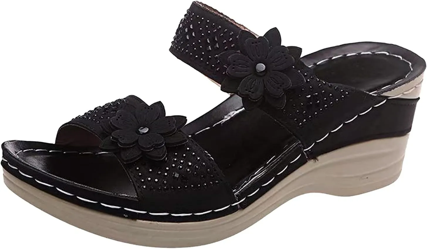 Eduavar Sandals Women, Womens Sandals Fashion Open Toe Sandals Arch Support Wide Width Orthopedic Flip