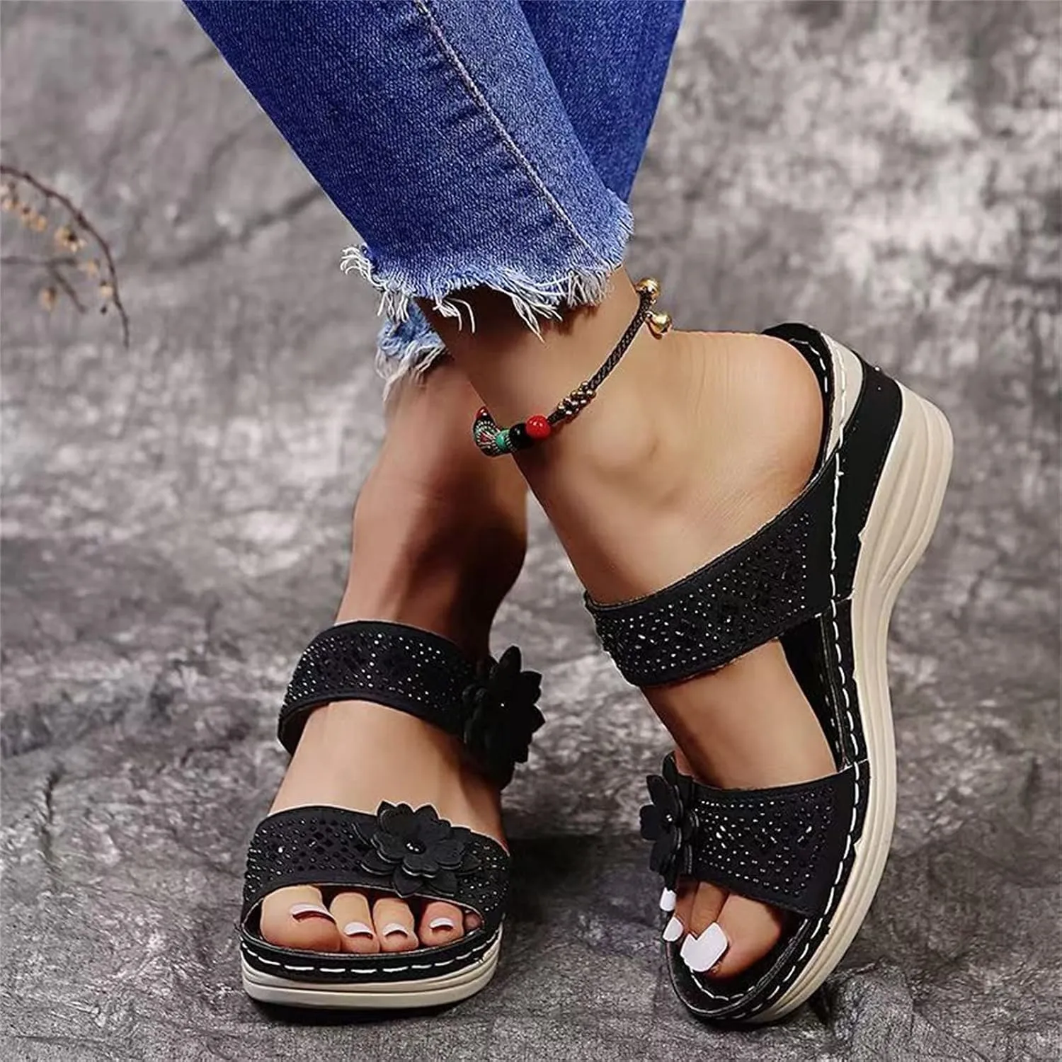 Eduavar Sandals Women, Womens Sandals Fashion Open Toe Sandals Arch Support Wide Width Orthopedic Flip