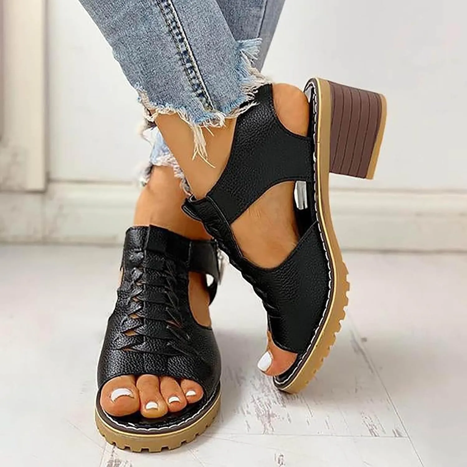 Eduavar Womens Sandals Casual Beach Summer Wedge Dressy Platform Sandals Open Toe Comfortable Arch Support Walking Shoes