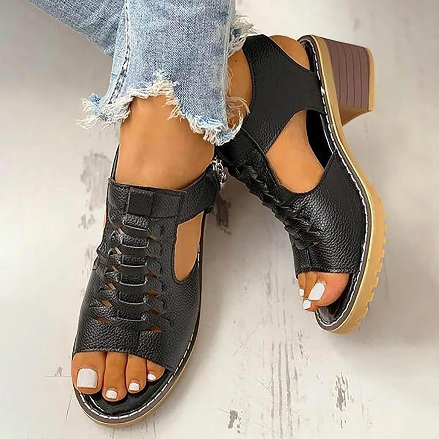 Eduavar Womens Sandals Casual Beach Summer Wedge Dressy Platform Sandals Open Toe Comfortable Arch Support Walking Shoes
