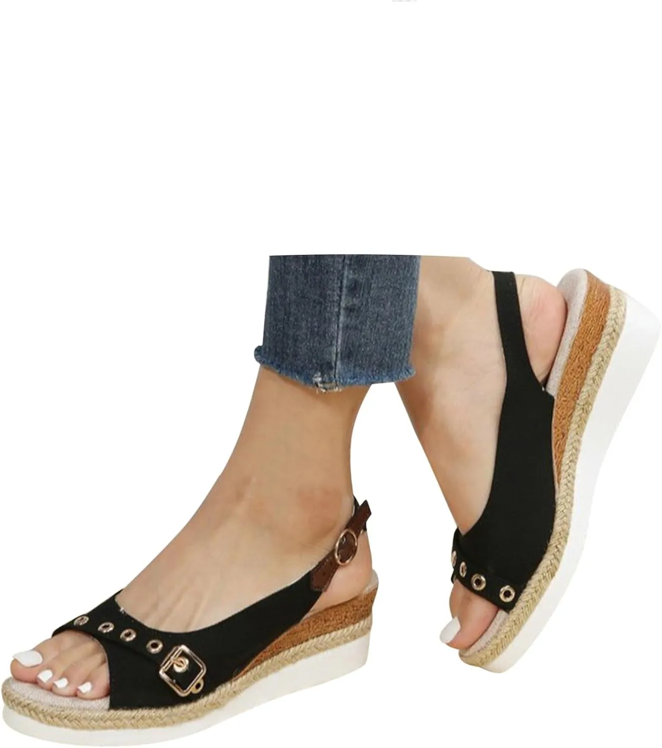 Eduavar Womens Sandals Casual Orthopedic Dressy Summer Platform Espadrilles Wedge Sandal Comfortable Open Toe Walking Shoes