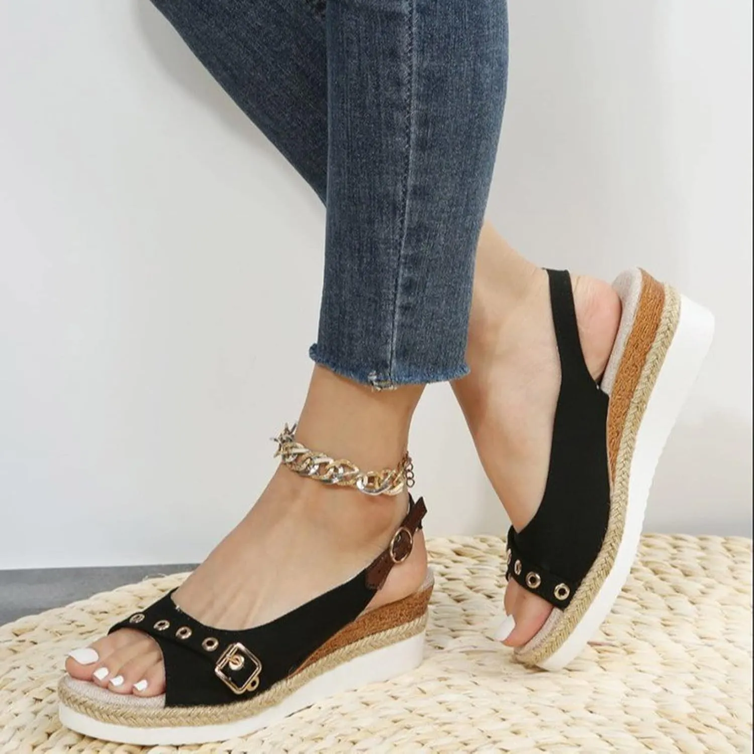 Eduavar Womens Sandals Casual Orthopedic Dressy Summer Platform Espadrilles Wedge Sandal Comfortable Open Toe Walking Shoes