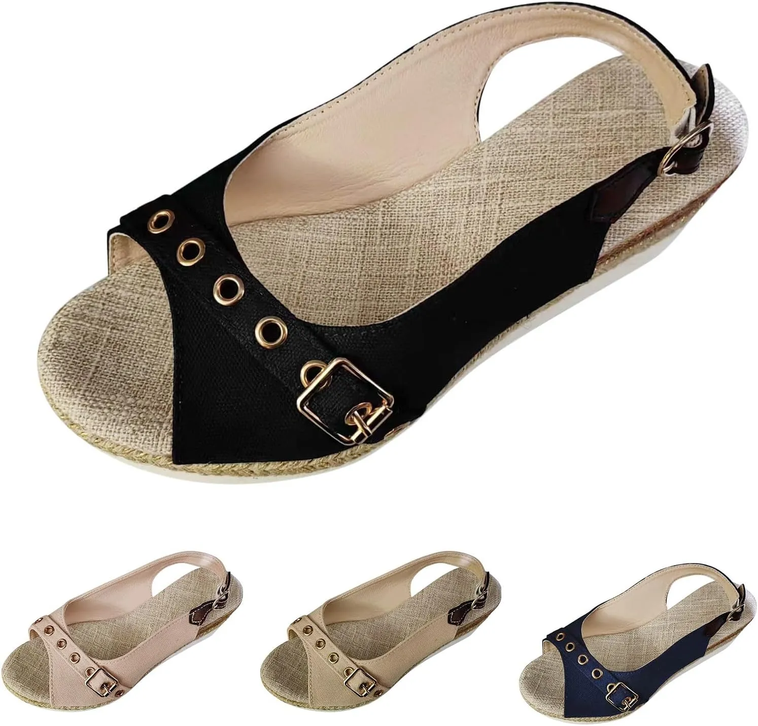 Eduavar Womens Sandals Casual Orthopedic Dressy Summer Platform Espadrilles Wedge Sandal Comfortable Open Toe Walking Shoes