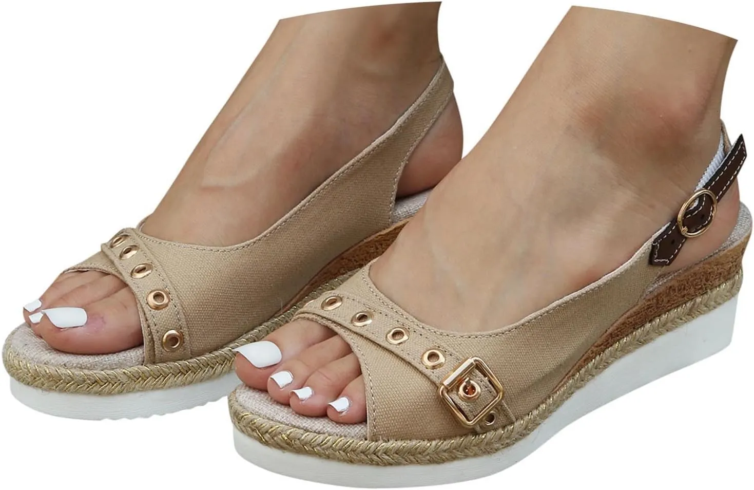 Eduavar Womens Sandals Casual Orthopedic Dressy Summer Platform Espadrilles Wedge Sandal Comfortable Open Toe Walking Shoes