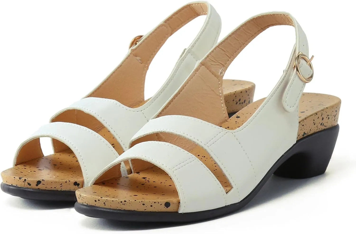 Eduavar Womens Sandals Comfortable, Sandals Women Orthopedic Sandals Dressy Open Toe Low Heel Sandals with Ankle Strap