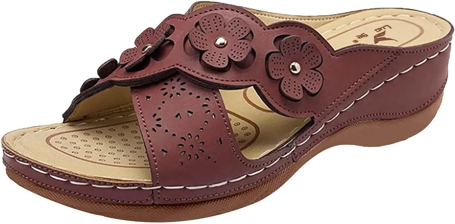 Eduavar Womens Sandals Orthopedic Summer Dressy Comfortable Sandals Arch Support Wedge Walking Sandals Non Slip Flip Flops