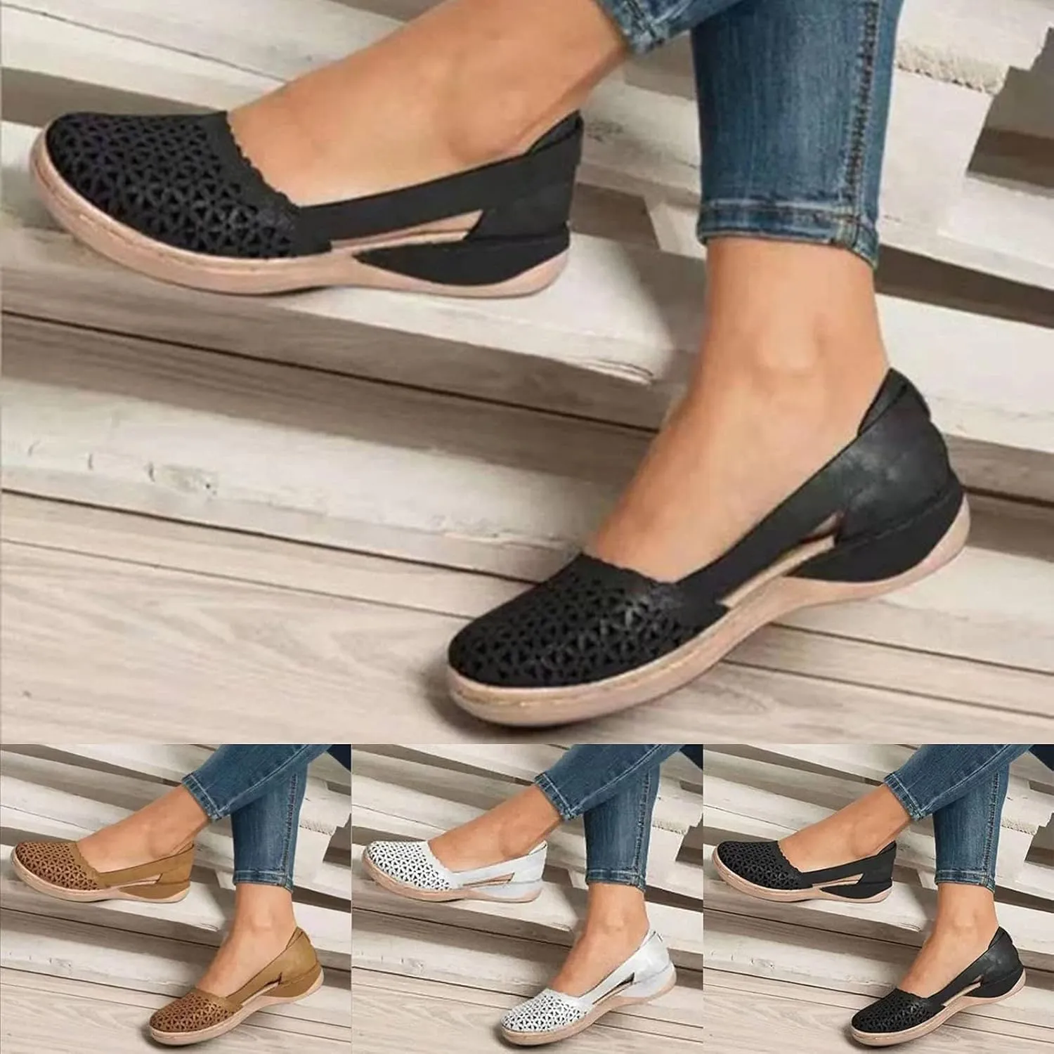 Eduavar Womens Sandals Summer Fashion Orthotic Slip On Comfortable Closed Toe Arch Support Slides Dressy Beach Flat Shoes