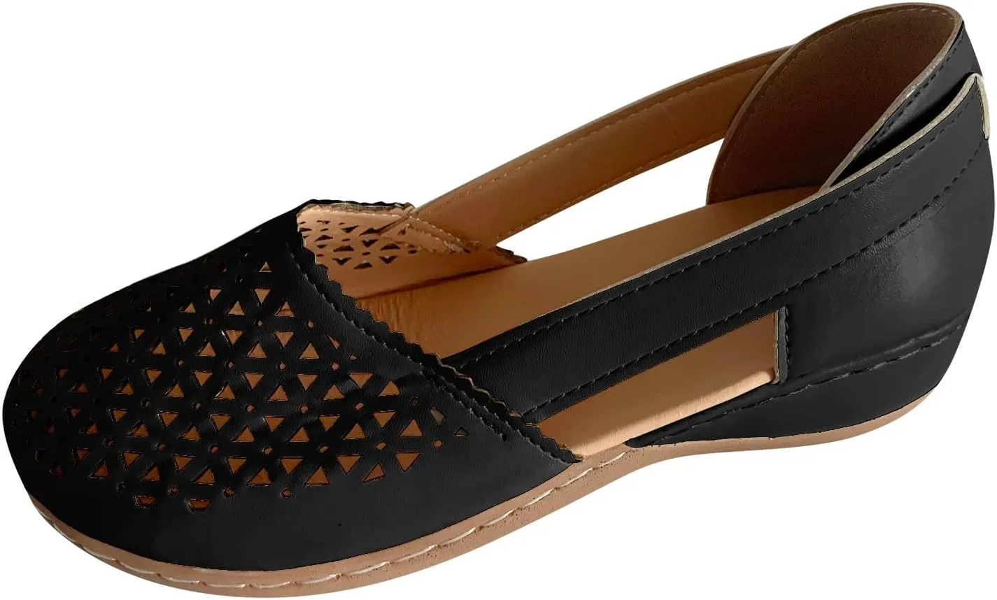 Eduavar Womens Sandals Summer Fashion Orthotic Slip On Comfortable Closed Toe Arch Support Slides Dressy Beach Flat Shoes