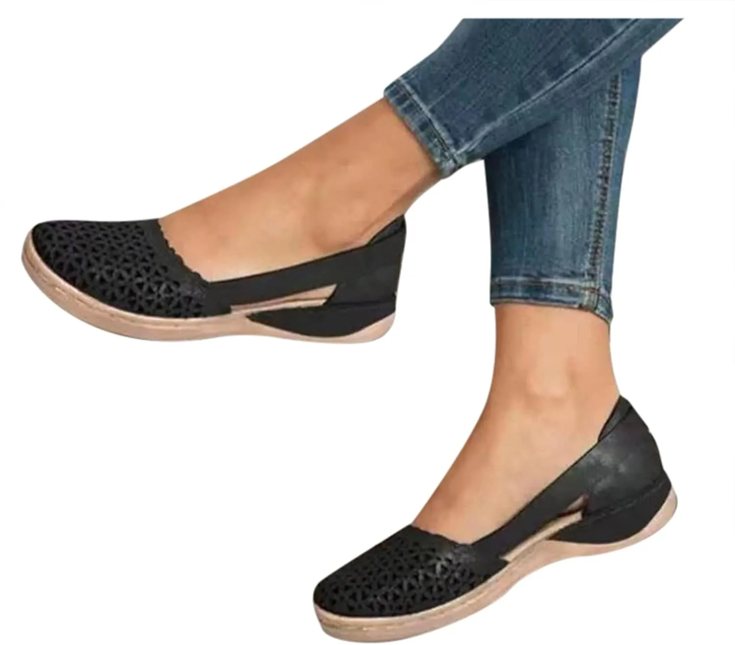 Eduavar Womens Sandals Summer Fashion Orthotic Slip On Comfortable Closed Toe Arch Support Slides Dressy Beach Flat Shoes