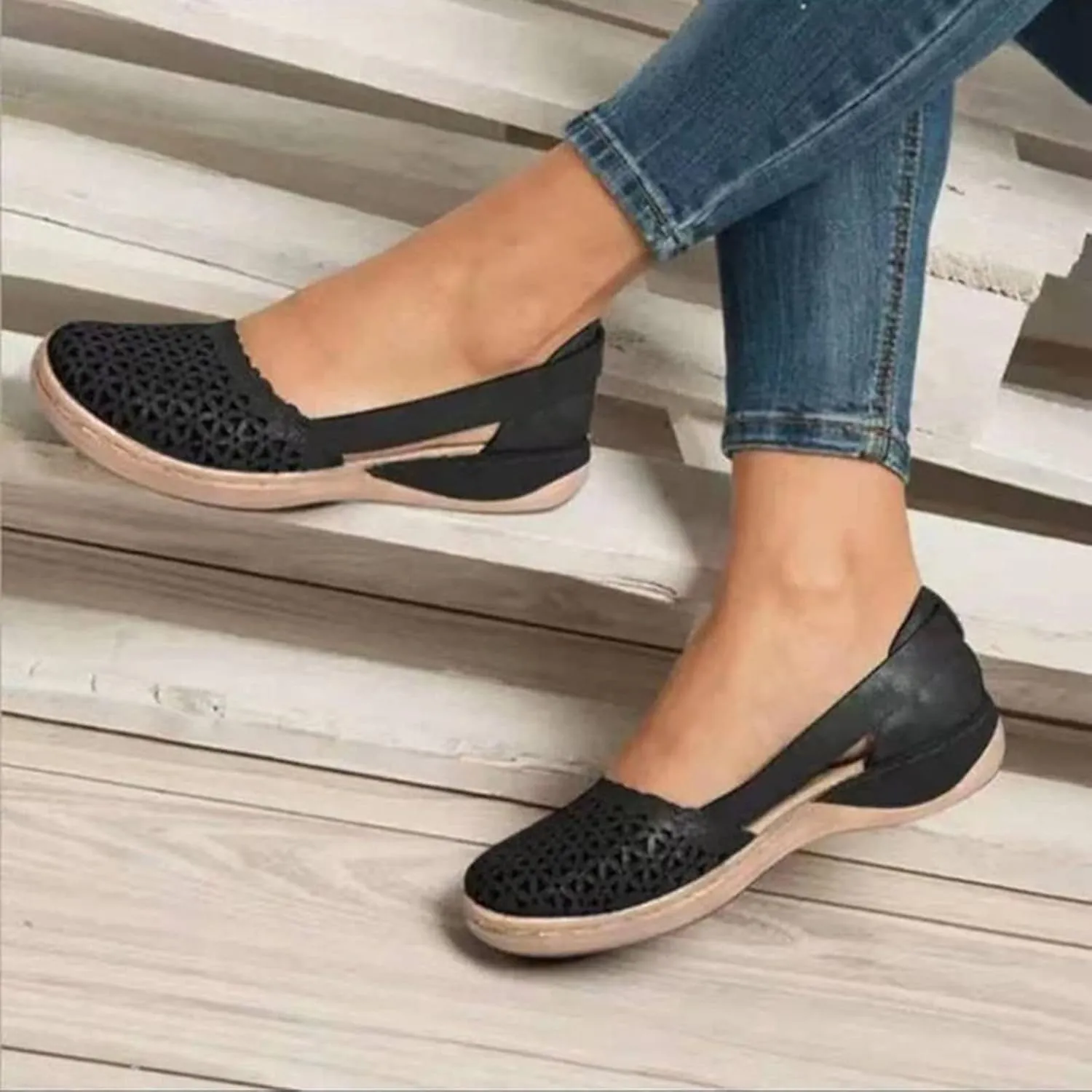 Eduavar Womens Sandals Summer Fashion Orthotic Slip On Comfortable Closed Toe Arch Support Slides Dressy Beach Flat Shoes