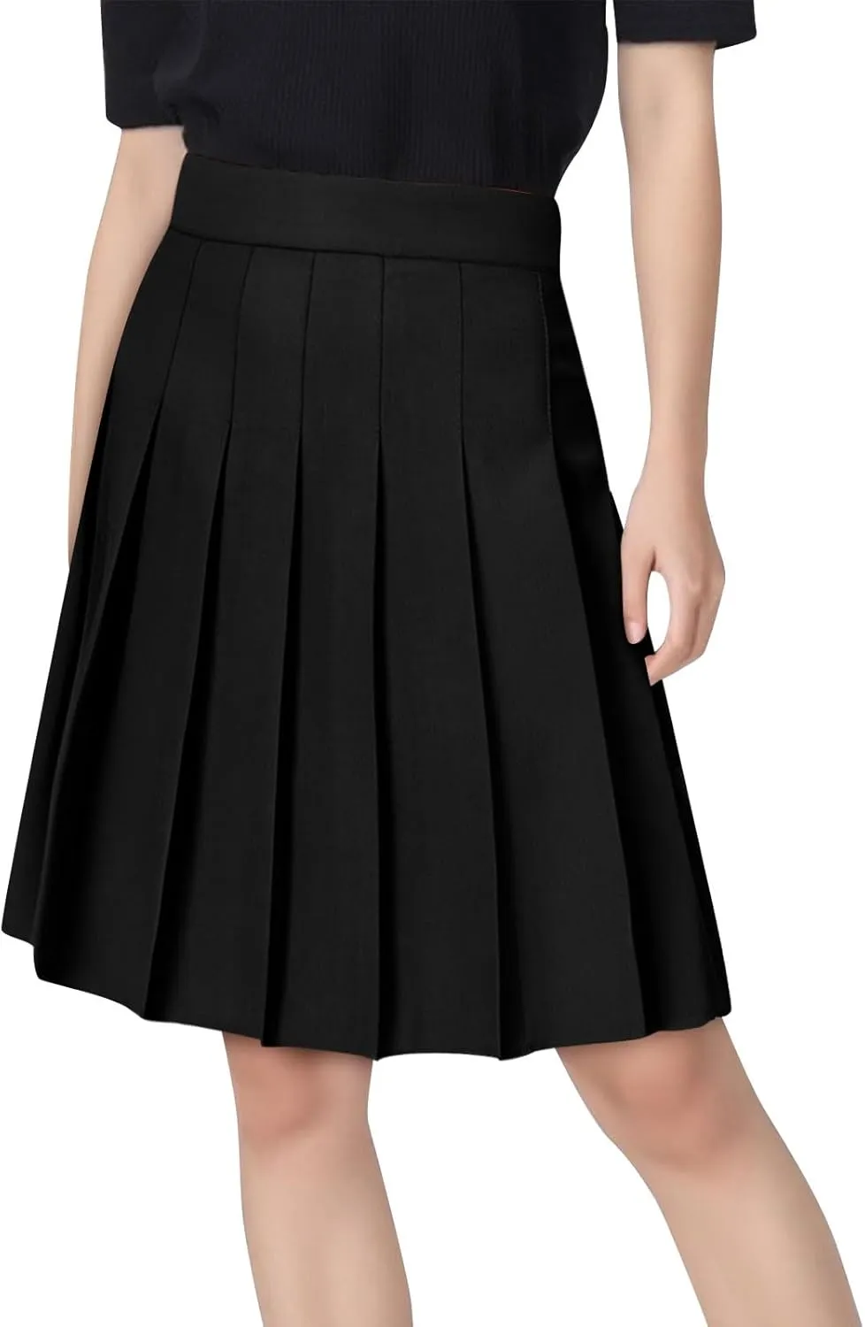 Elegant Knee Length Skorts Skirts for Women High Waisted Solid Color Pleated Skirt Casual Athletic Golf Tennis Skort