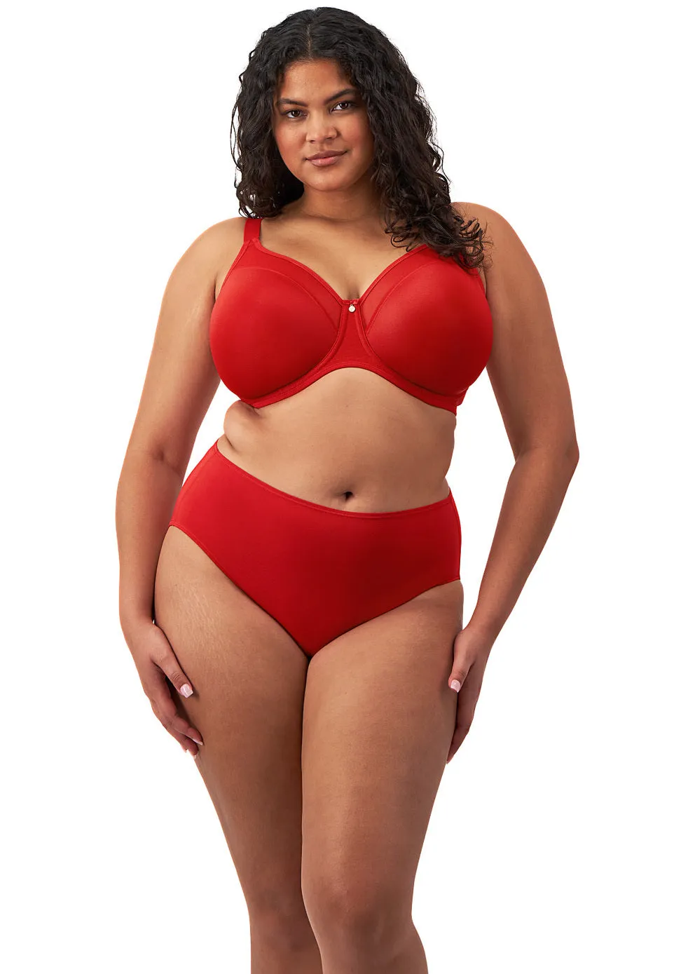 Elomi Smooth Seamless Non-Padded Underwire T-Shirt Bra (Nude   Black   Red)