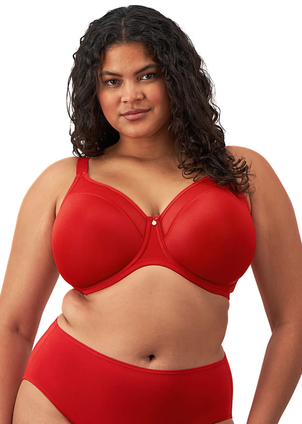 Elomi Smooth Seamless Non-Padded Underwire T-Shirt Bra (Nude   Black   Red)