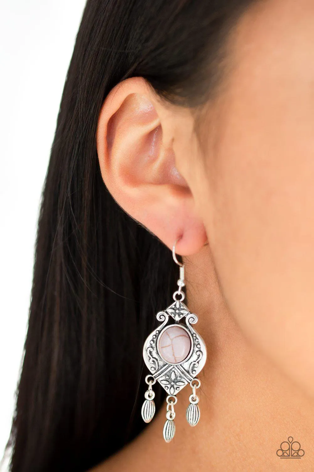 Enchantingly Environmentalist Silver Stone Earrings - Paparazzi Accessories