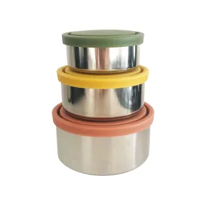 Ever Eco Stainless Steel Round Nesting Containers - 3 Piece Autumn