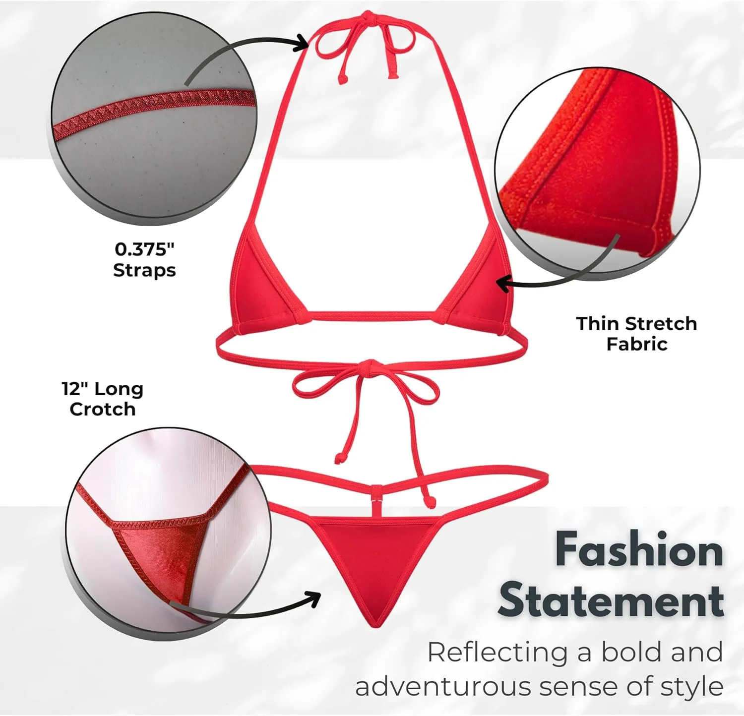Extremely Tiny Exotic Euro Style Extreme Micro Bikini, Mini Triangle Top & Daring Tiny G-String T Back Bottom