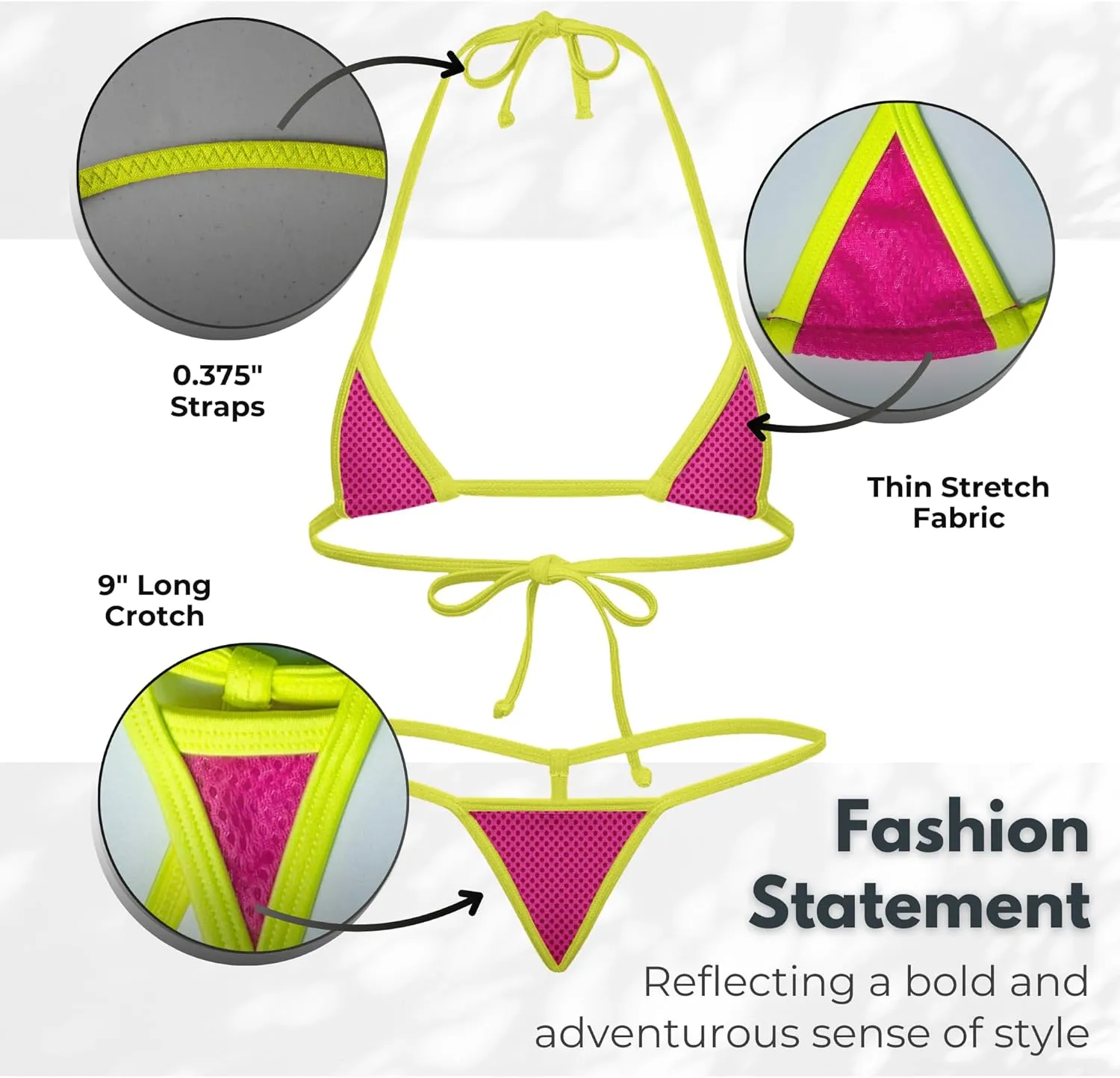 Extremely Tiny Exotic Euro Style Extreme Micro Bikini, Mini Triangle Top & Daring Tiny G-String T Back Bottom