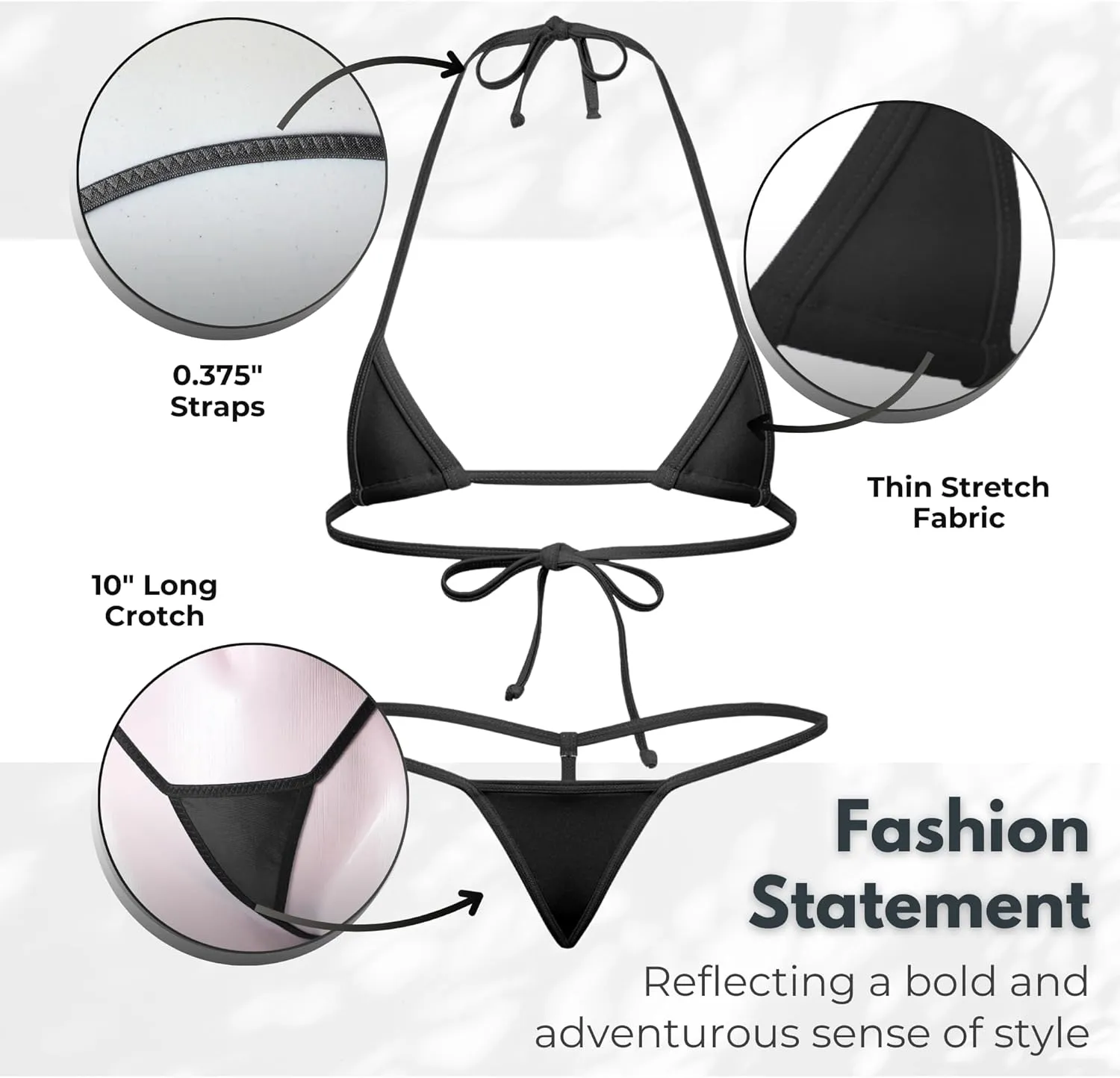 Extremely Tiny Exotic Euro Style Extreme Micro Bikini, Mini Triangle Top & Daring Tiny G-String T Back Bottom