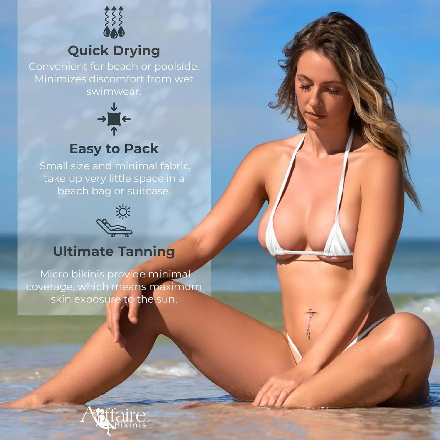 Extremely Tiny Exotic Euro Style Extreme Micro Bikini, Mini Triangle Top & Daring Tiny G-String T Back Bottom