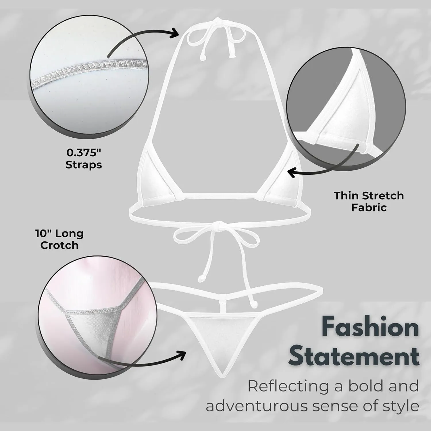 Extremely Tiny Exotic Euro Style Extreme Micro Bikini, Mini Triangle Top & Daring Tiny G-String T Back Bottom