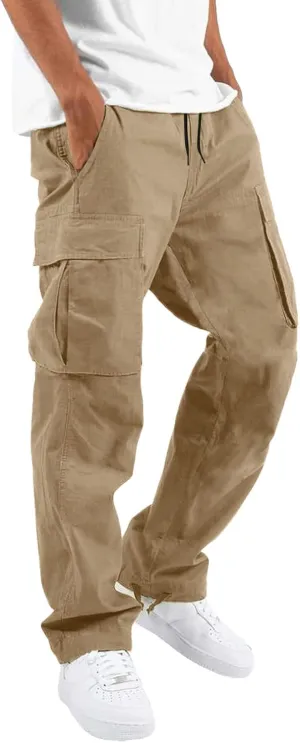 Fall UnderwearCasual Cargo Pants for Men Twill Chino Pants Loose Fit Joggers Hiking Trousers Gym Sweatpants OverallsChino Pant Black