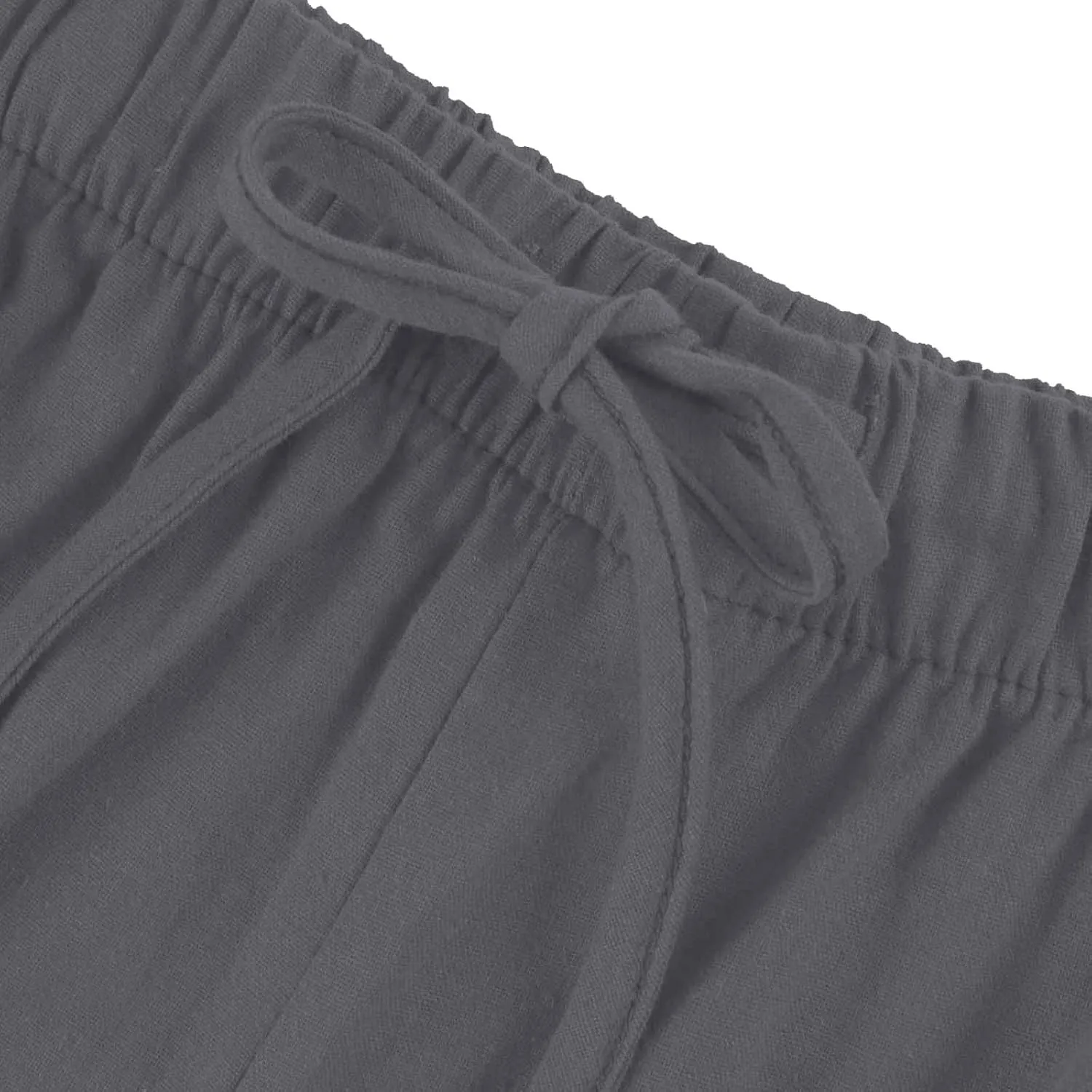 fanmpghleoo Wide Leg Linen Pants for Women Plus Size Palazzo Pants Casual Drawstring Flowy Beach Linen Trousers with Pockets
