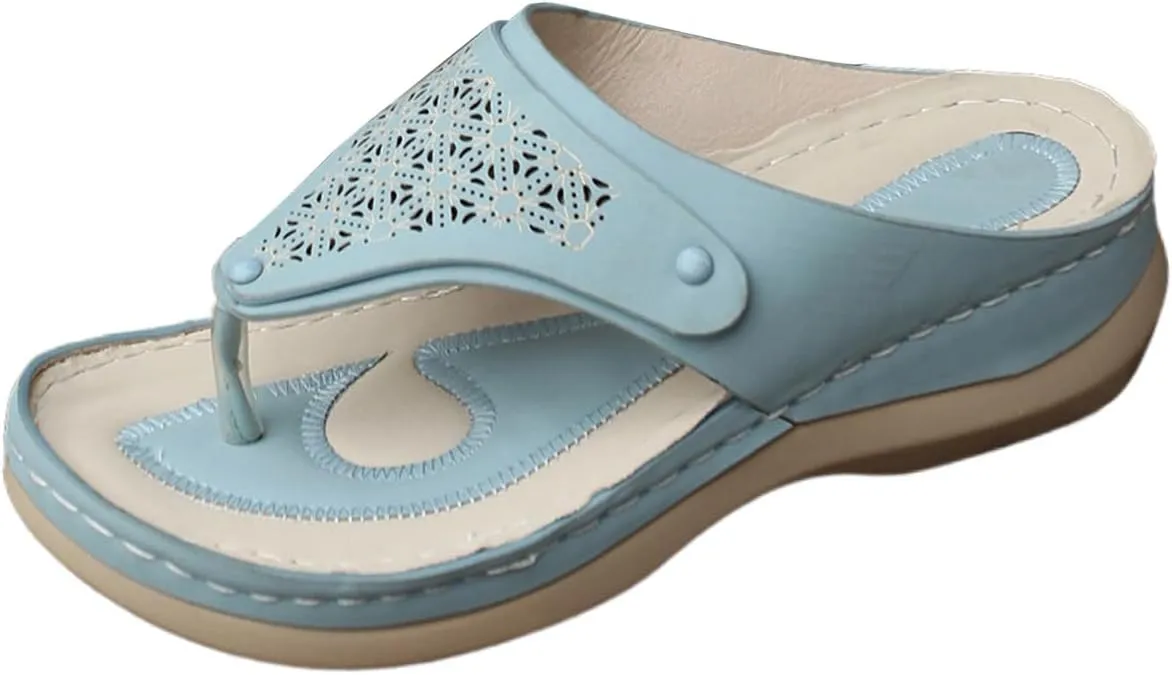 Flip Flops for Women with Arch Support Wide Width Roman Sandals Orthopedic Slippers Comfort Slides for Summer Vacation Dressy Casual Sandals Thong Flat Sandal Non-Slip Beach Slippers Lightweight