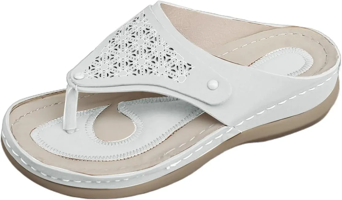Flip Flops for Women with Arch Support Wide Width Roman Sandals Orthopedic Slippers Comfort Slides for Summer Vacation Dressy Casual Sandals Thong Flat Sandal Non-Slip Beach Slippers Lightweight