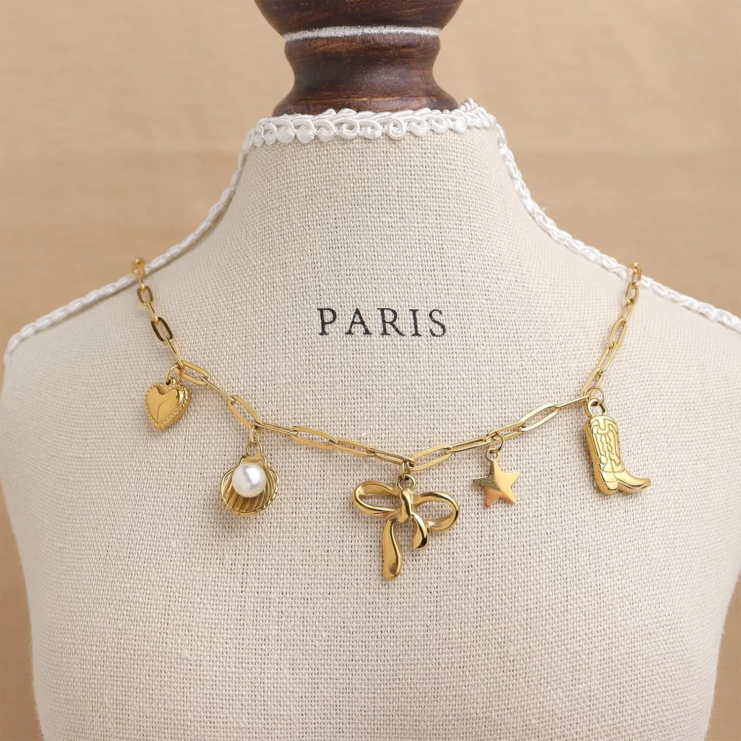 Gold Charm Pendent Choker Necklace for Woman, Boho Dainty Gemstone CZ Rhinestone Dangle Chain Necklaces Prom Fashion Jewelry Wedding Gift