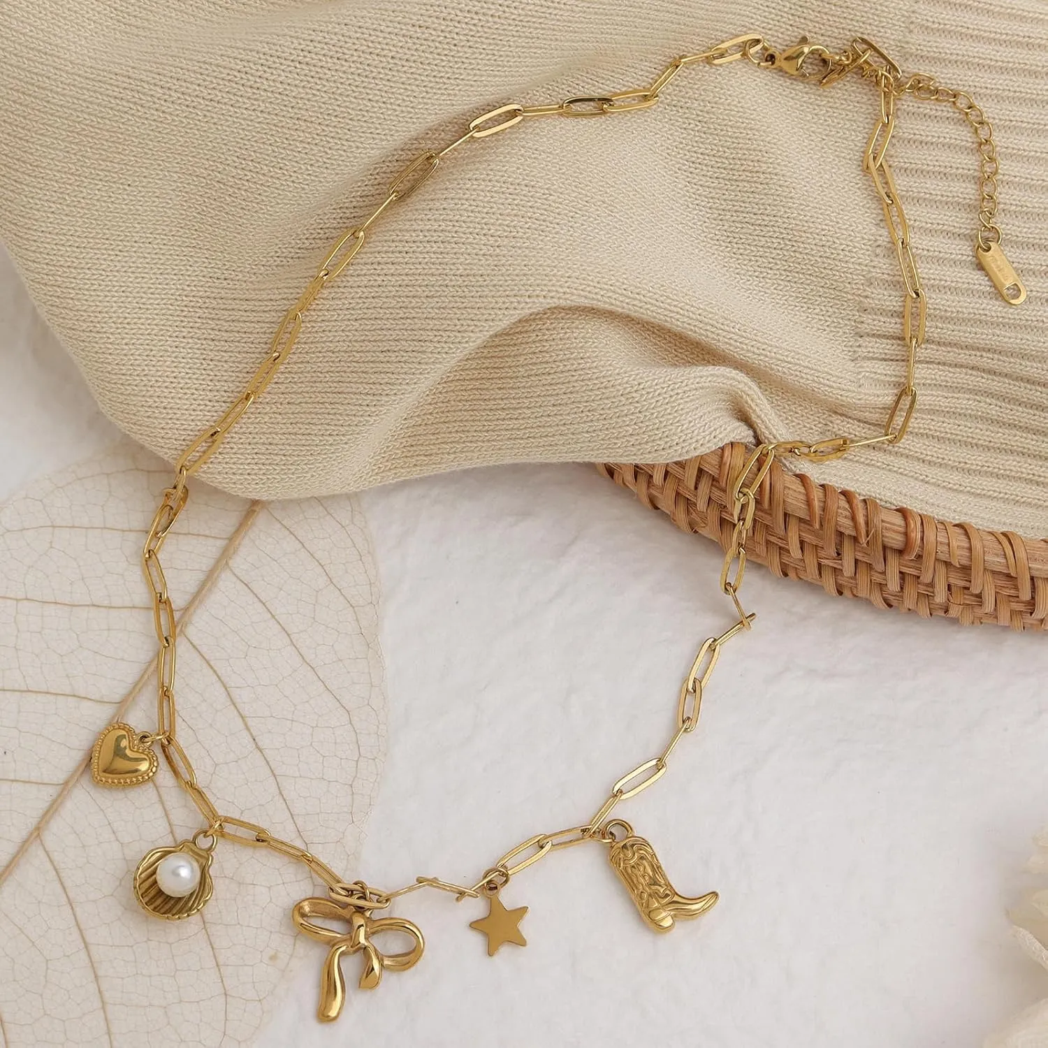 Gold Charm Pendent Choker Necklace for Woman, Boho Dainty Gemstone CZ Rhinestone Dangle Chain Necklaces Prom Fashion Jewelry Wedding Gift