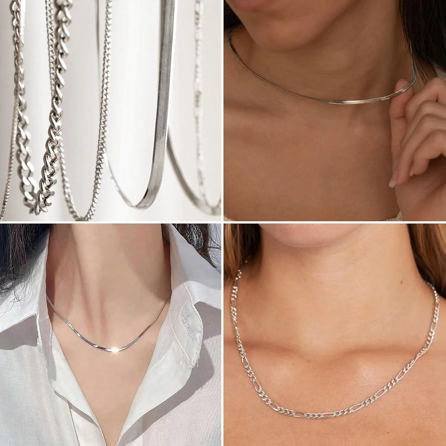 Gold Herringbone Necklace for Women, Dainty Layered Gold Necklaces Snake Simple 14K Gold Plated Chain Choker Necklaces Stack Chunky Trendy Gold Jewelry Gift for Women