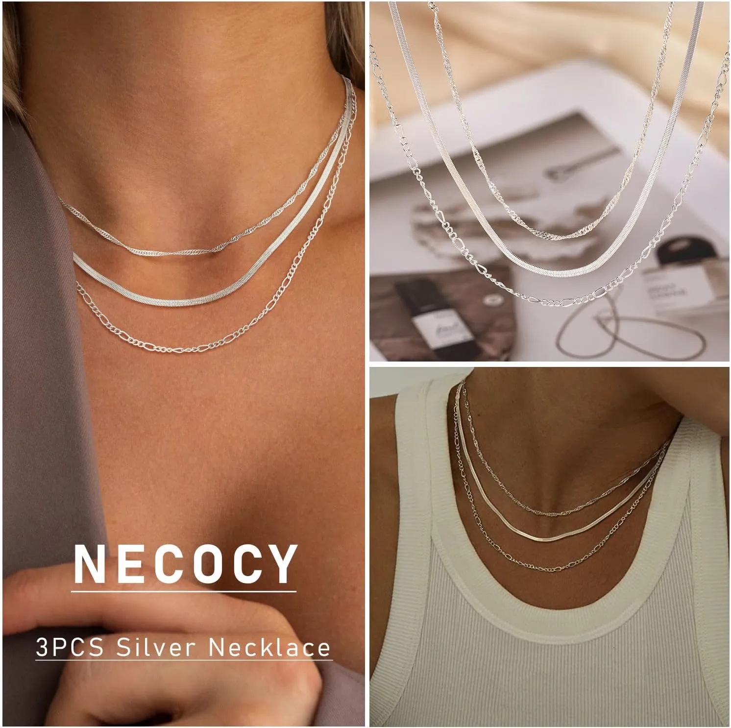 Gold Herringbone Necklace for Women, Dainty Layered Gold Necklaces Snake Simple 14K Gold Plated Chain Choker Necklaces Stack Chunky Trendy Gold Jewelry Gift for Women