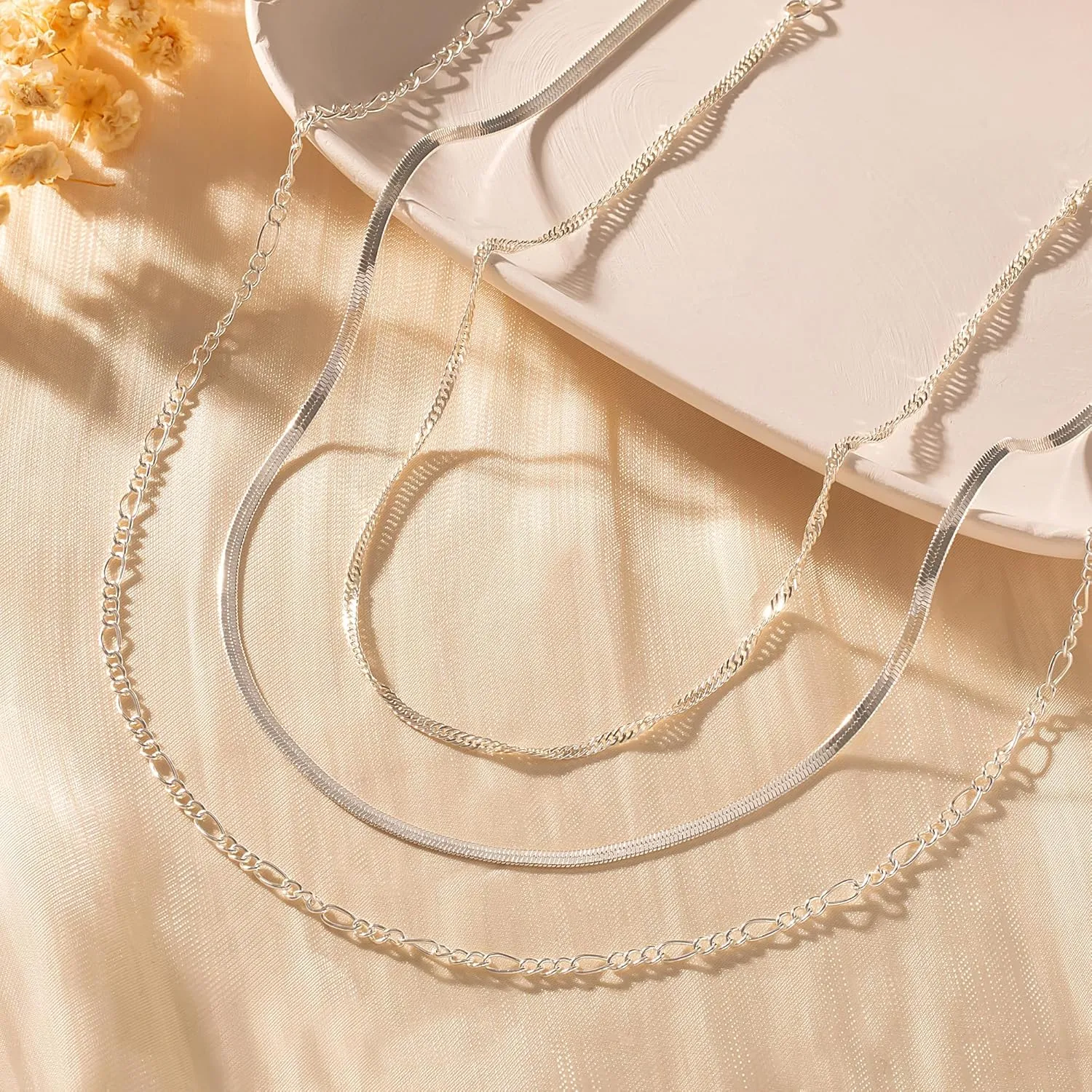 Gold Herringbone Necklace for Women, Dainty Layered Gold Necklaces Snake Simple 14K Gold Plated Chain Choker Necklaces Stack Chunky Trendy Gold Jewelry Gift for Women
