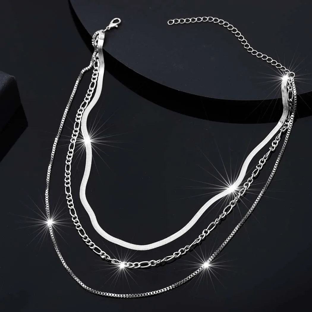 Gold Stackable Chain Necklaces for Women Dainty Layered Choker Necklace Silver Plated Snake Chains Jewelry Gift