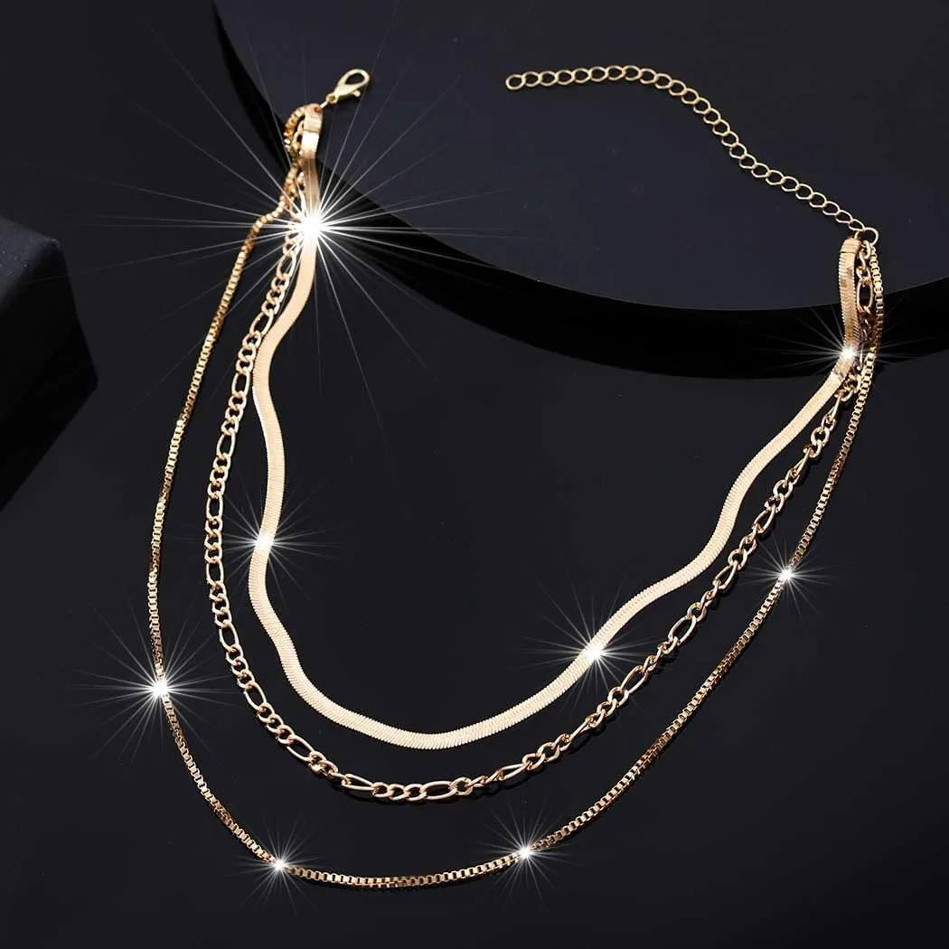 Gold Stackable Chain Necklaces for Women Dainty Layered Choker Necklace Silver Plated Snake Chains Jewelry Gift