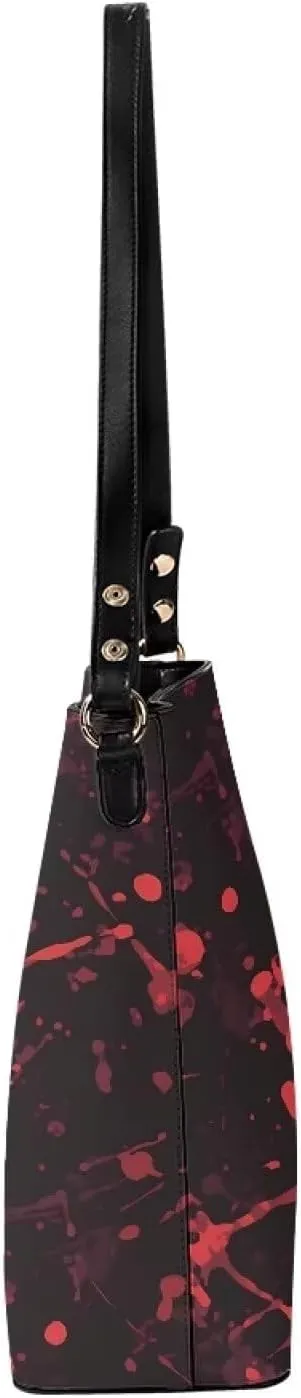 Gothic Style Bucket Bags Purses for Women with Adjustable Strap, PU Leather Tote Handbags Large Top Handle Satchel