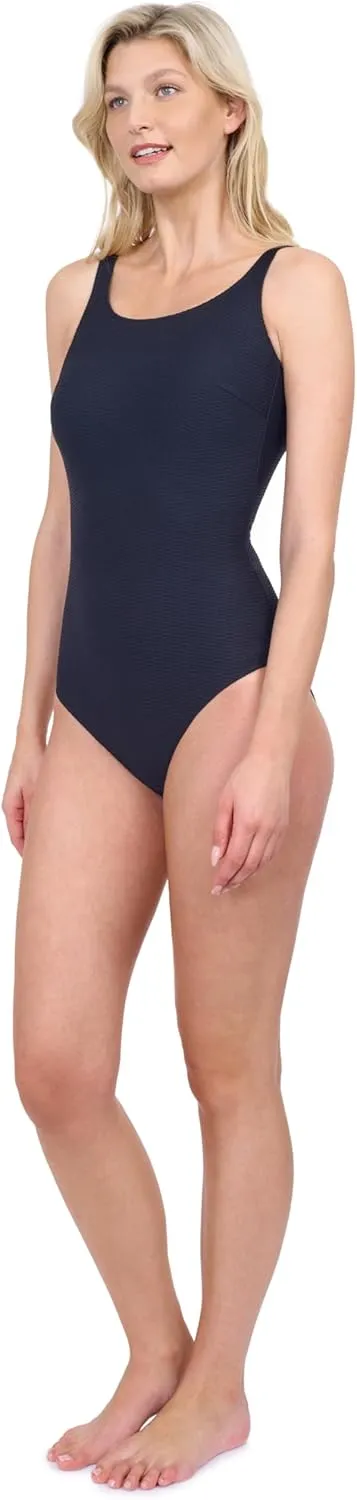 Gottex Harbourside Womens Textured High Neck Mastectomy One Piece Swimsuit with Removable Soft Cups Beachwear Essential