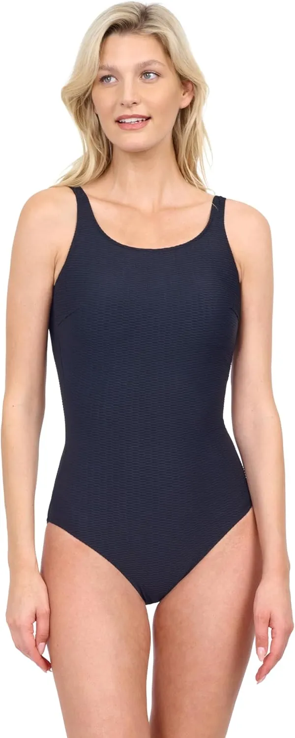 Gottex Harbourside Womens Textured High Neck Mastectomy One Piece Swimsuit with Removable Soft Cups Beachwear Essential