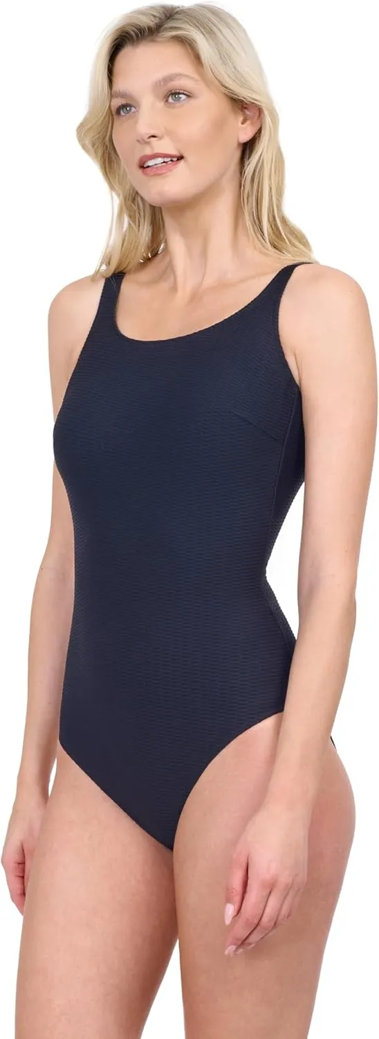 Gottex Harbourside Womens Textured High Neck Mastectomy One Piece Swimsuit with Removable Soft Cups Beachwear Essential