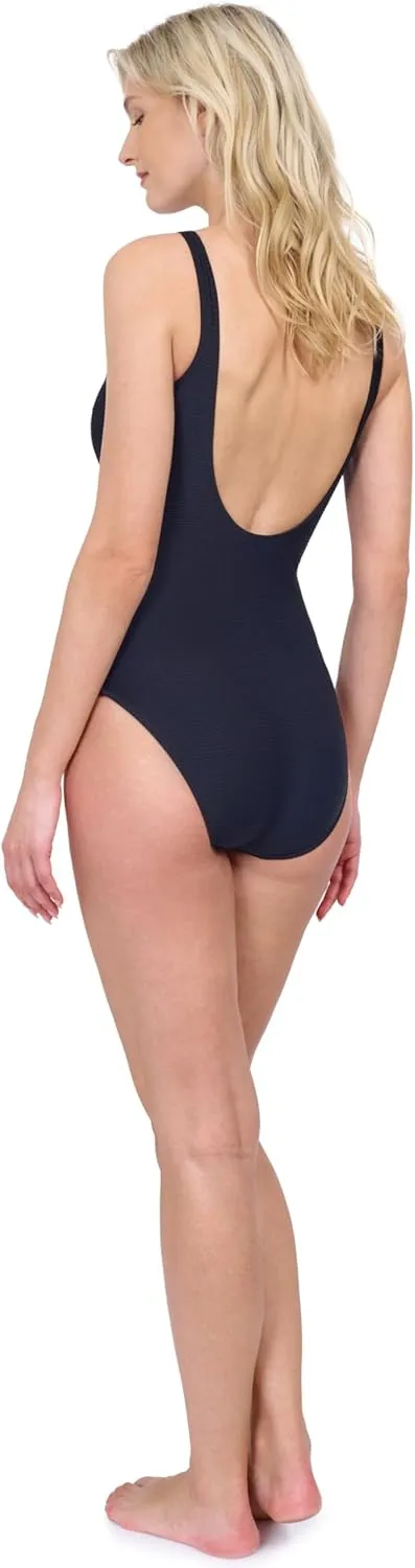 Gottex Harbourside Womens Textured High Neck Mastectomy One Piece Swimsuit with Removable Soft Cups Beachwear Essential