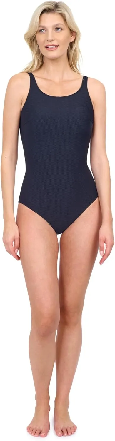 Gottex Harbourside Womens Textured High Neck Mastectomy One Piece Swimsuit with Removable Soft Cups Beachwear Essential