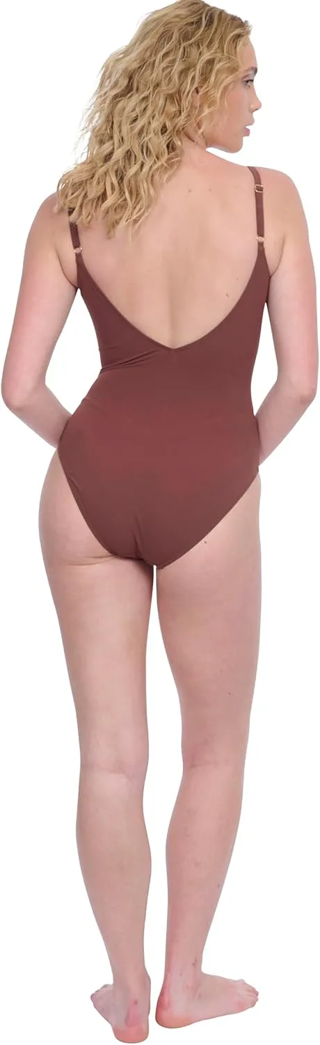 Gottex Womens V-Neck One Piece Stylish Elegant Versatile Bathing Suit with Soft Cups and Adjustable Straps Swim Essential