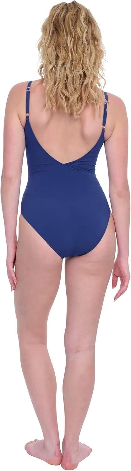 Gottex Womens V-Neck One Piece Stylish Elegant Versatile Bathing Suit with Soft Cups and Adjustable Straps Swim Essential