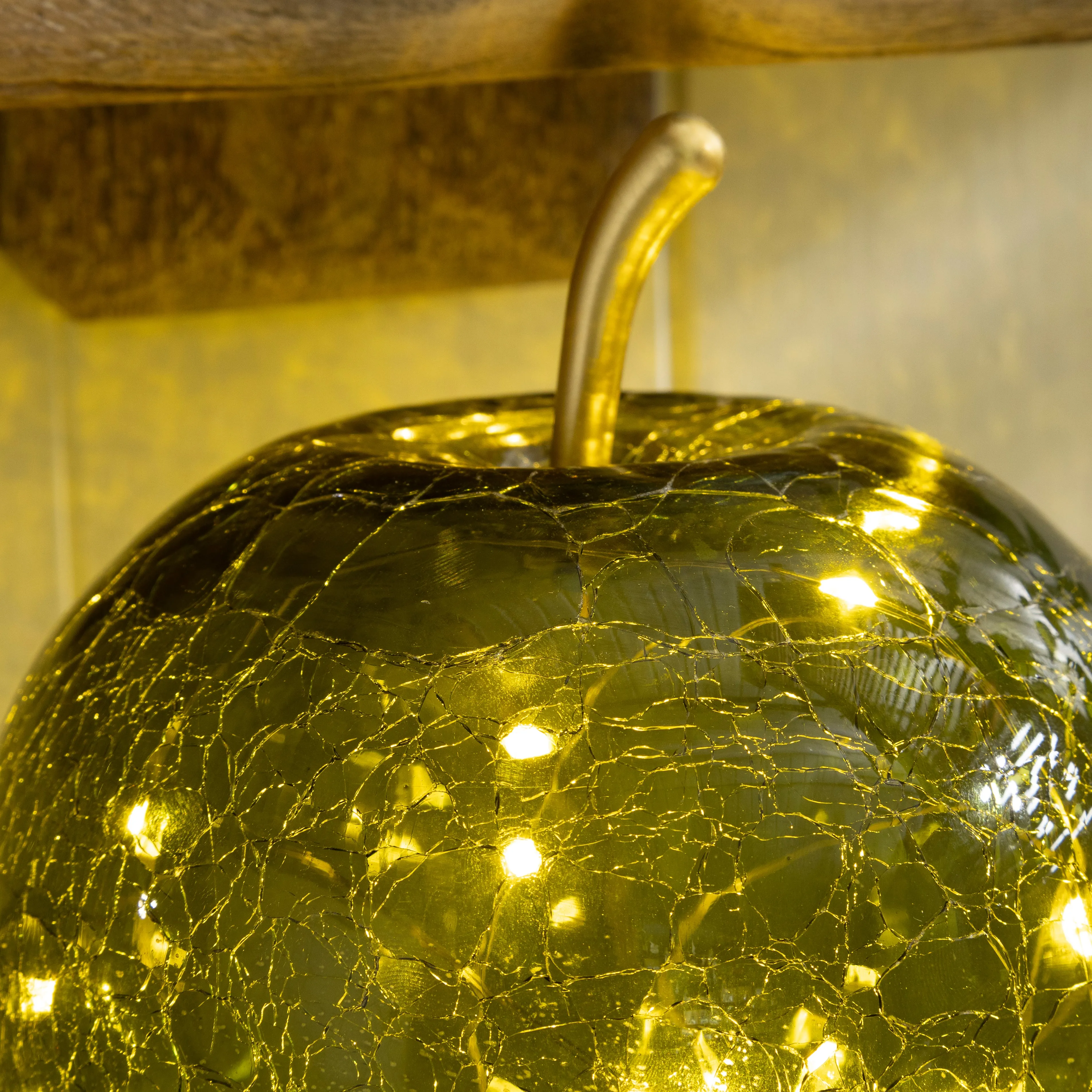 Green Crackle Glass Apple LED Light