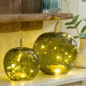Green Crackle Glass Apple LED Light