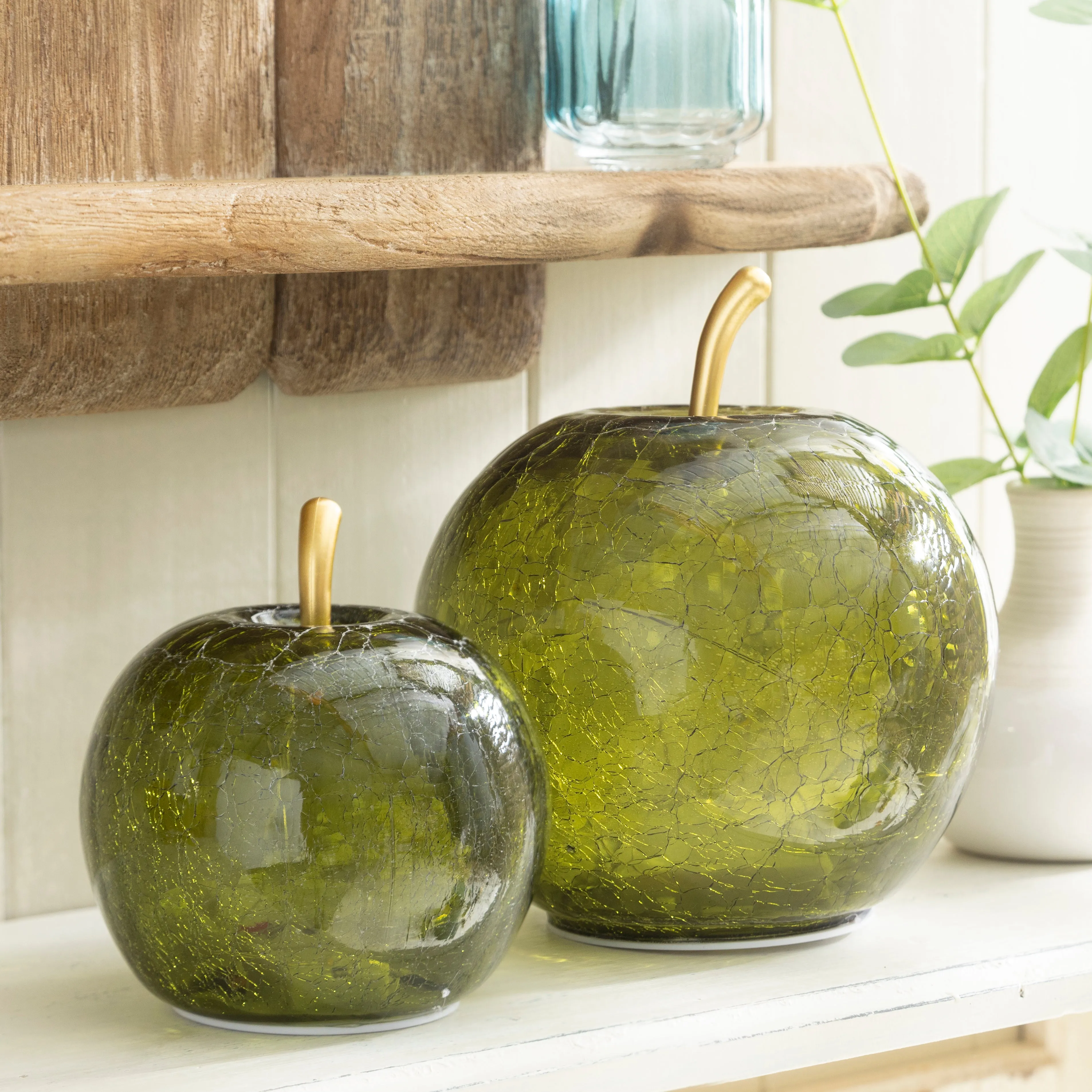 Green Crackle Glass Apple LED Light