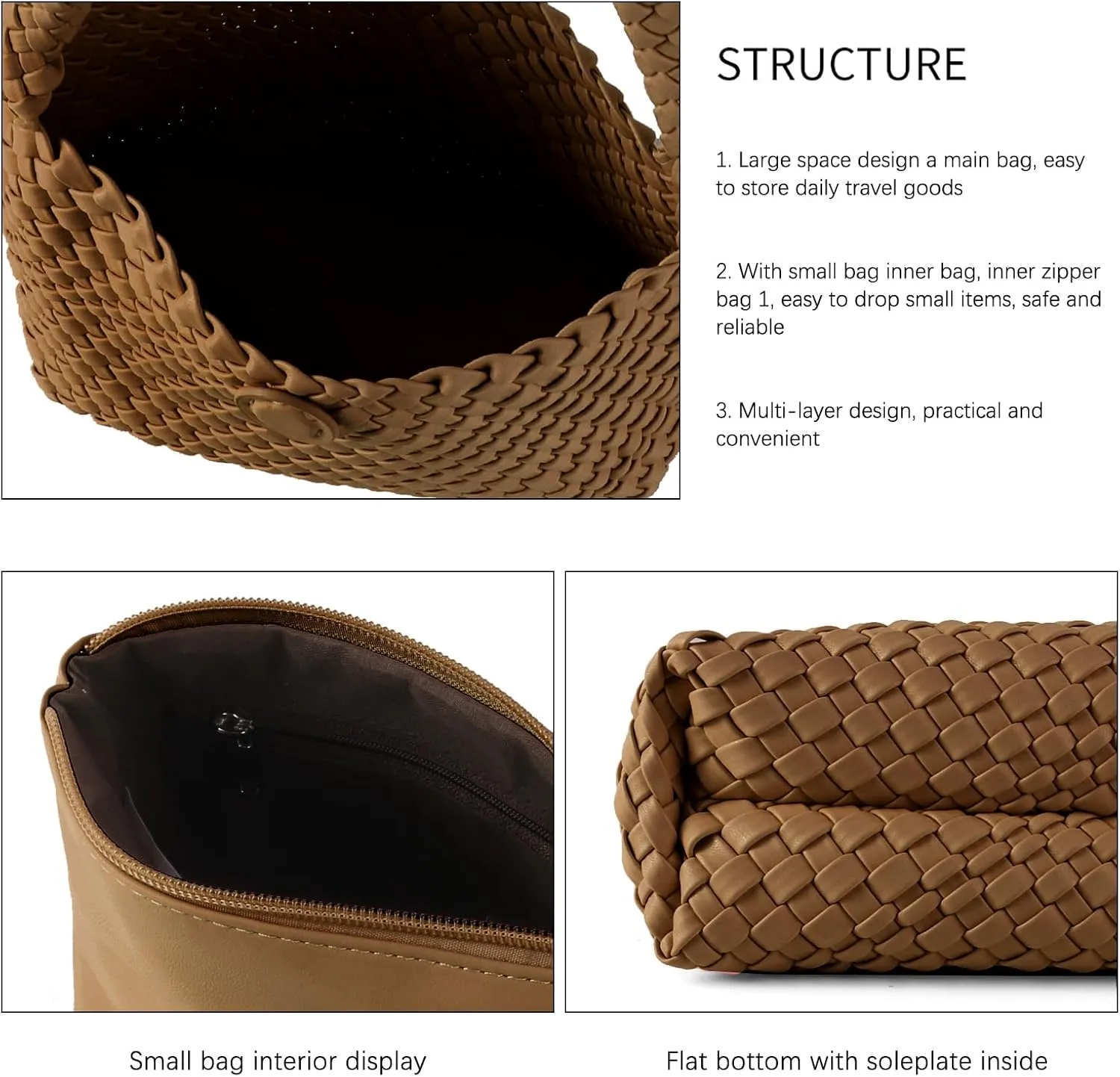 Handmade Woven Tote Bag - Women's Vegan Leather Shoulder Bag With Purses