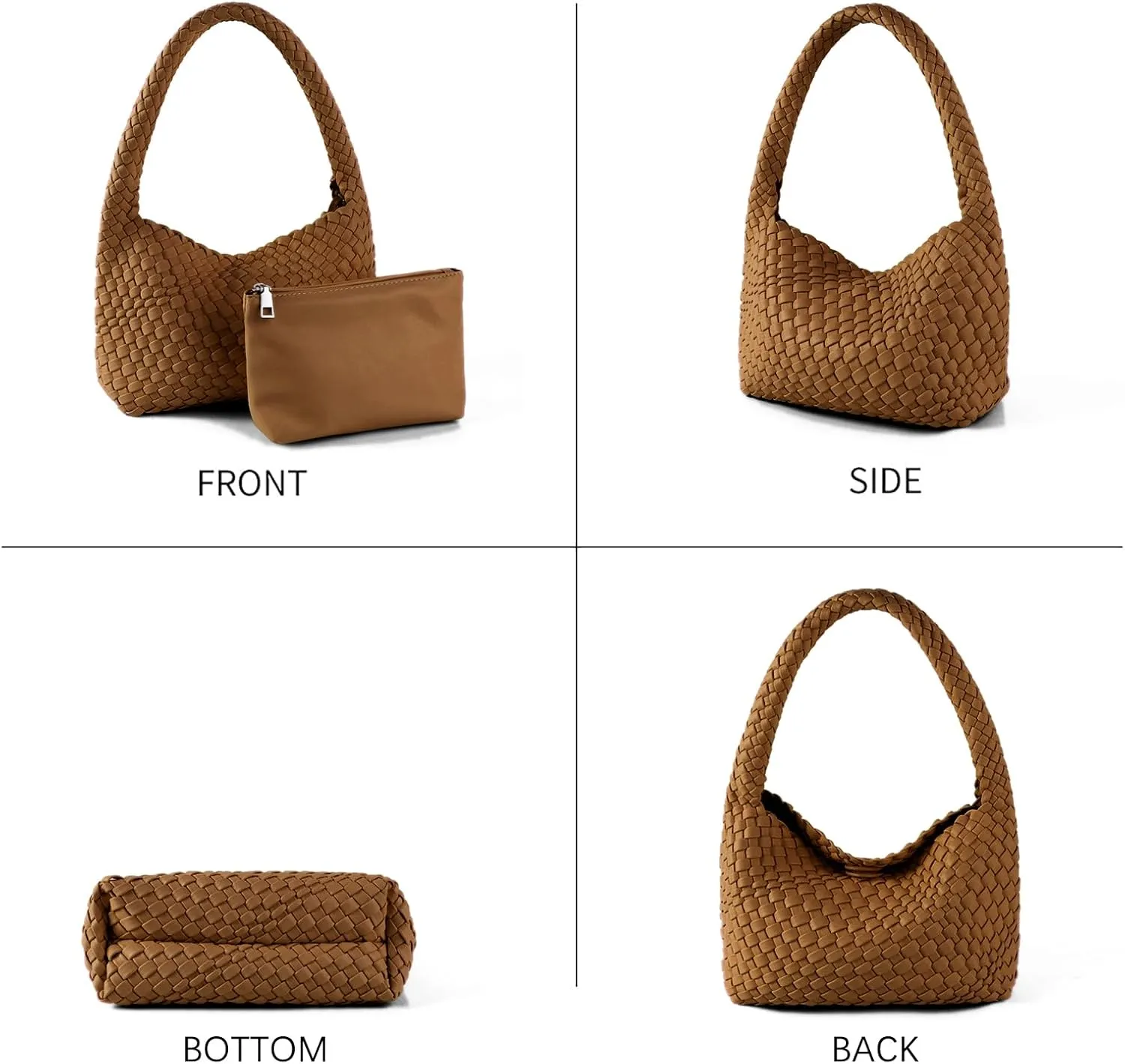 Handmade Woven Tote Bag - Women's Vegan Leather Shoulder Bag With Purses