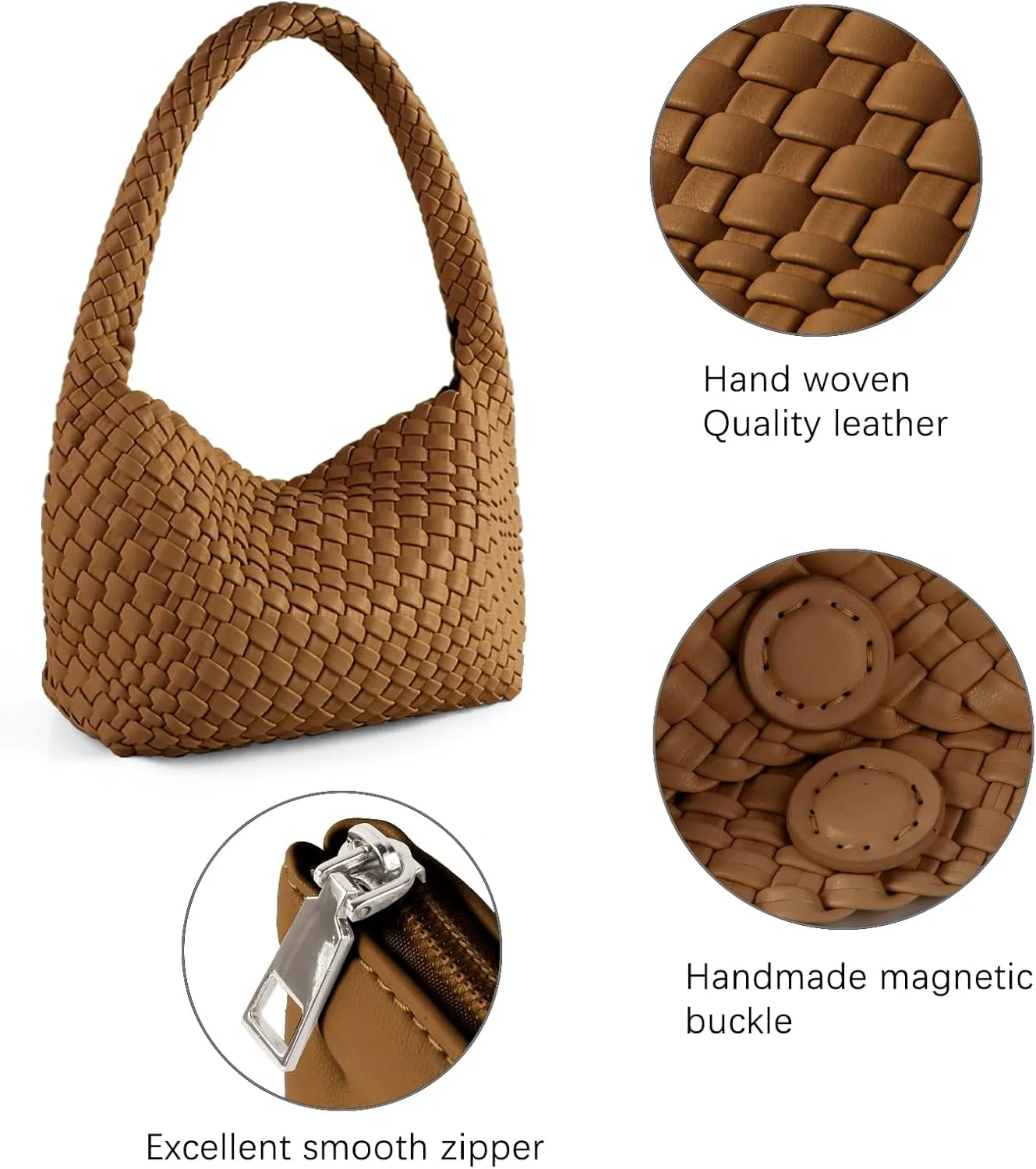 Handmade Woven Tote Bag - Women's Vegan Leather Shoulder Bag With Purses