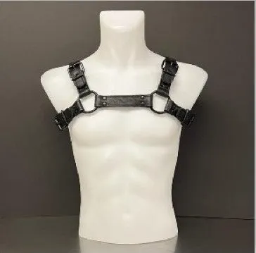 Harness - Black Leather with Black Buckle Hardware - Small